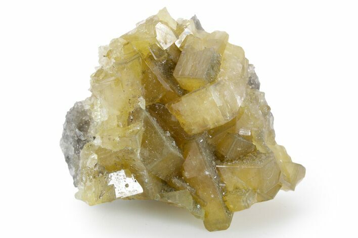 Golden Barite Crystals on Fluorite - Xiefang Mine, China #360504